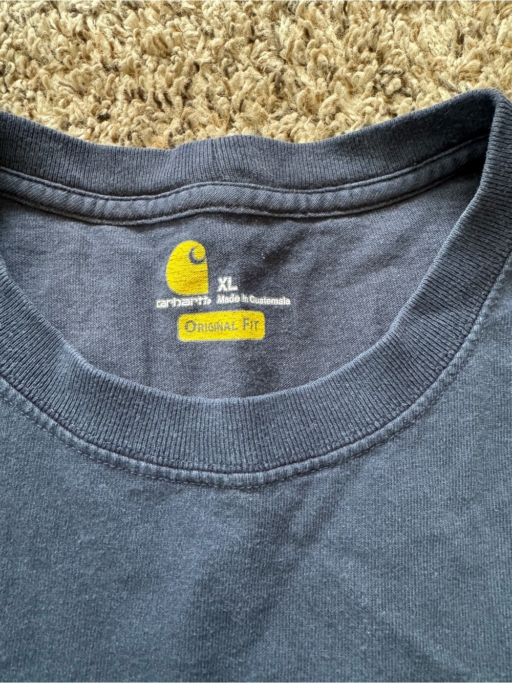 Carhartt Navy Long Sleeve Pocket Tee with Logo Patch - Picture 2 of 3
